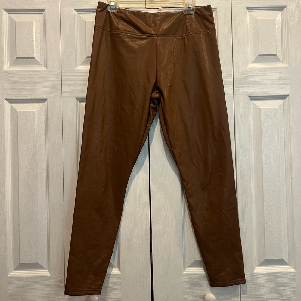 Brown Faux Leather Pants